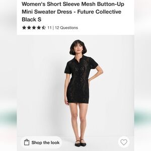 Future Collective Black Mesh Button-Up Mini Dress